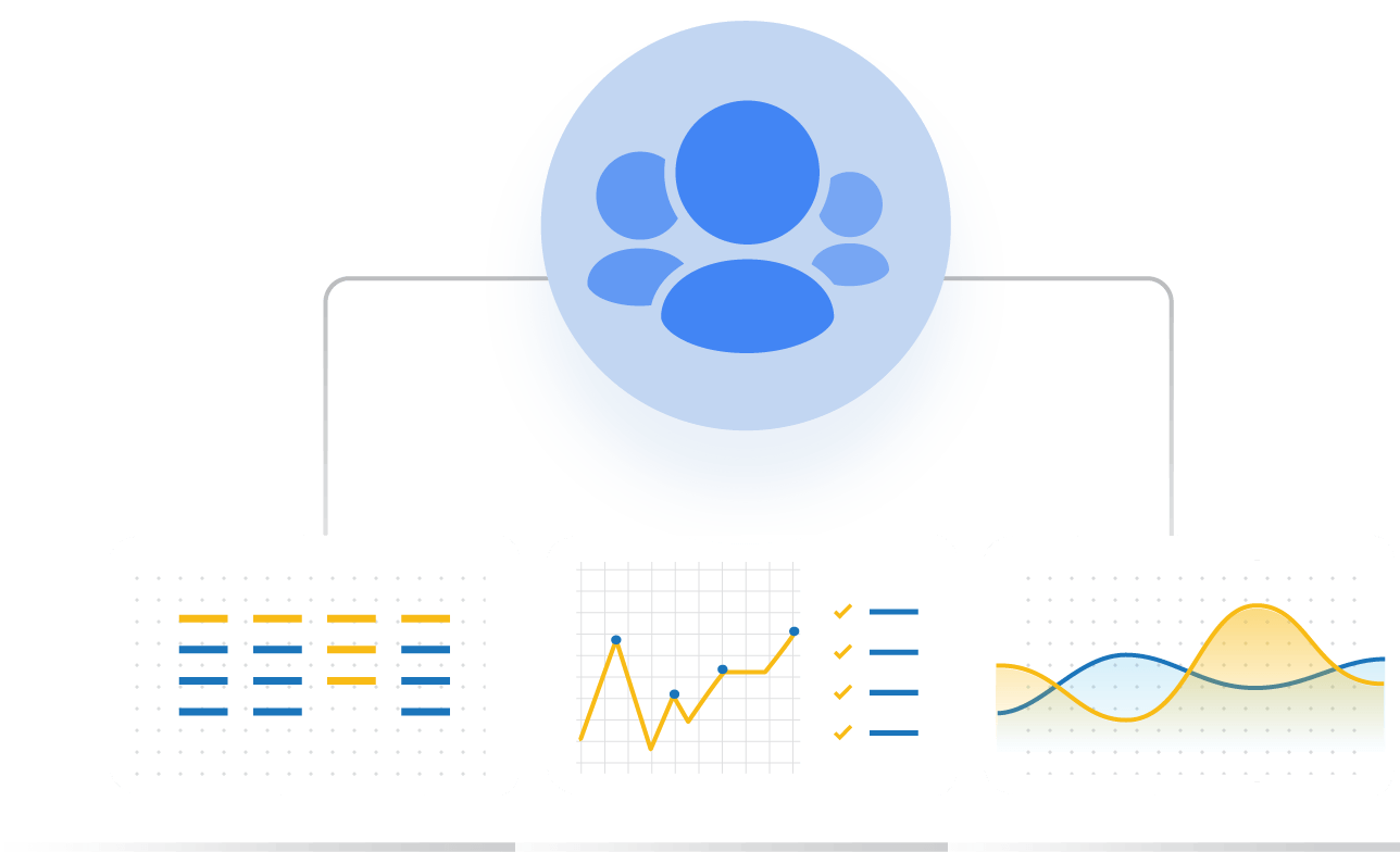 Illustration of a user with multiple charts