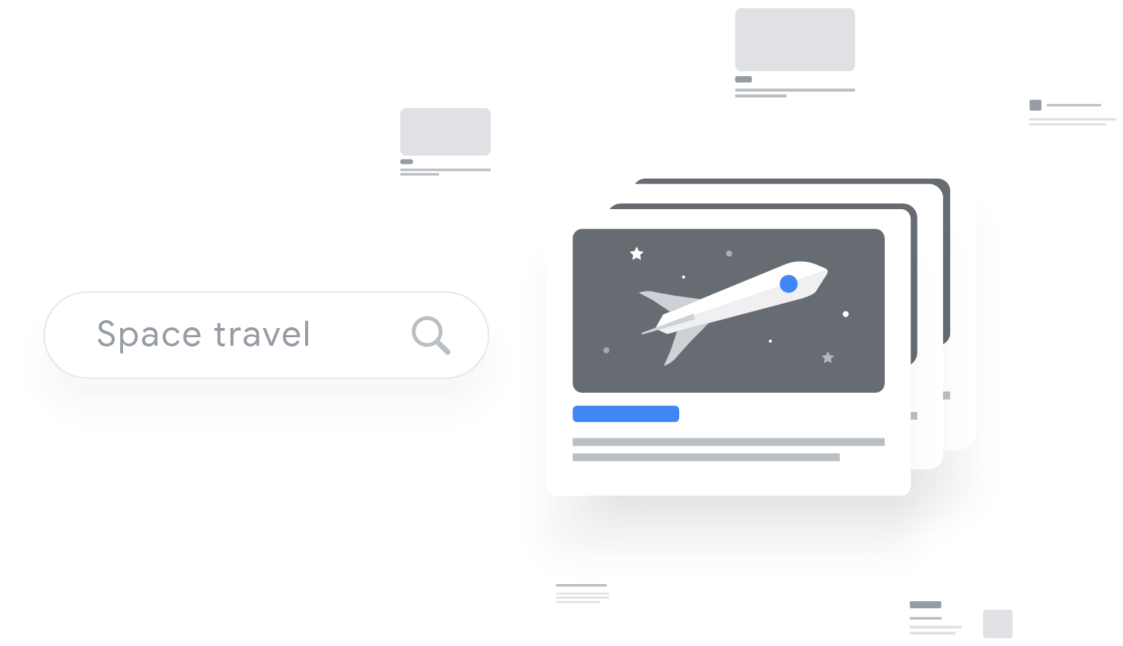 \'Space Travel\'(우주여행)이라는 검색어를 보여주는 삽화