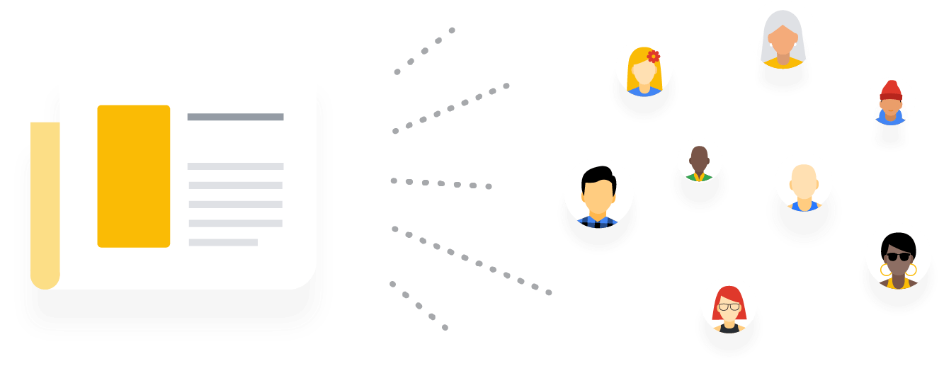 Illustration of an article reaching a wide audience